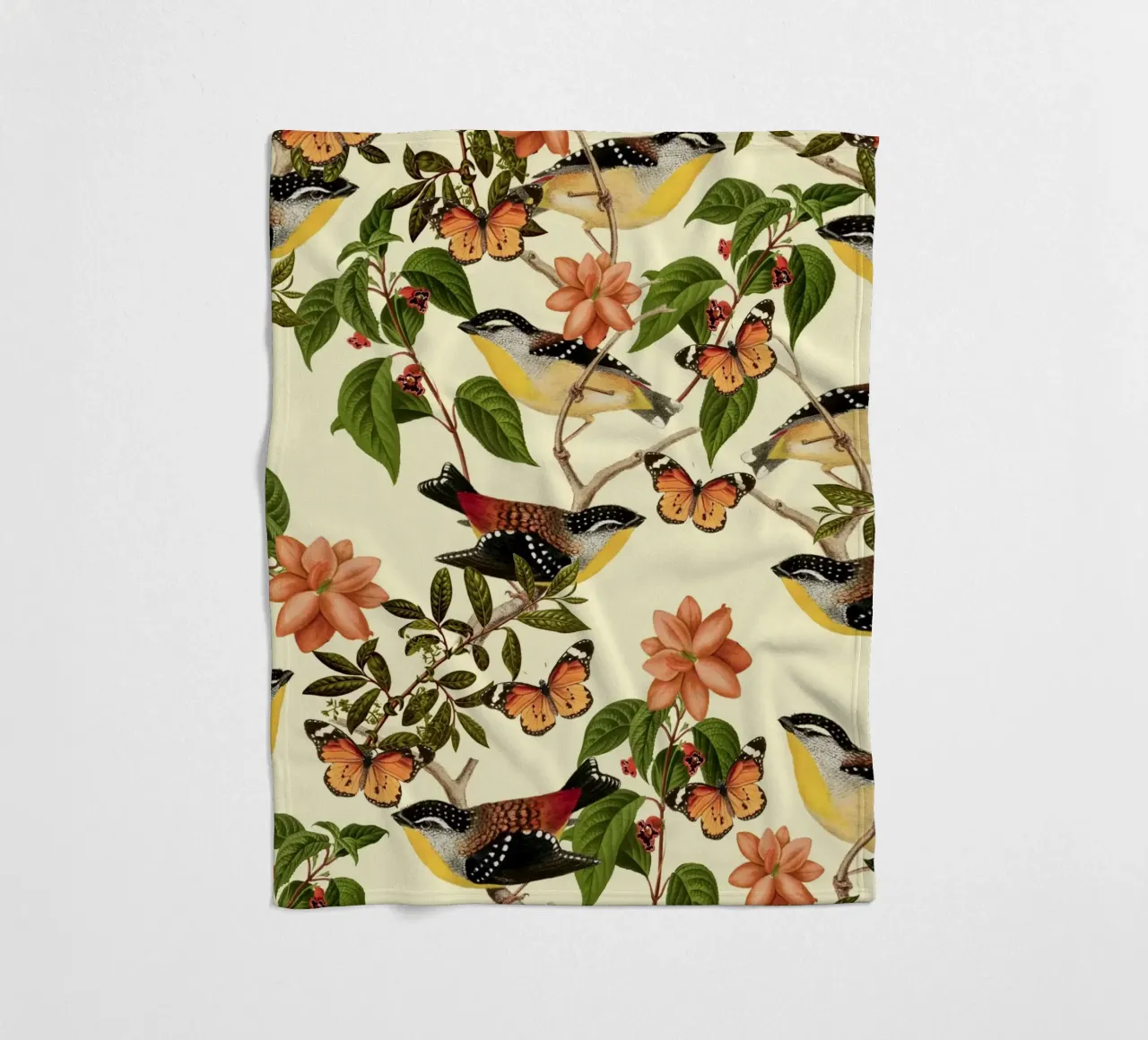 Uccelli e farfalle botanici coperta in pile da berwies design
