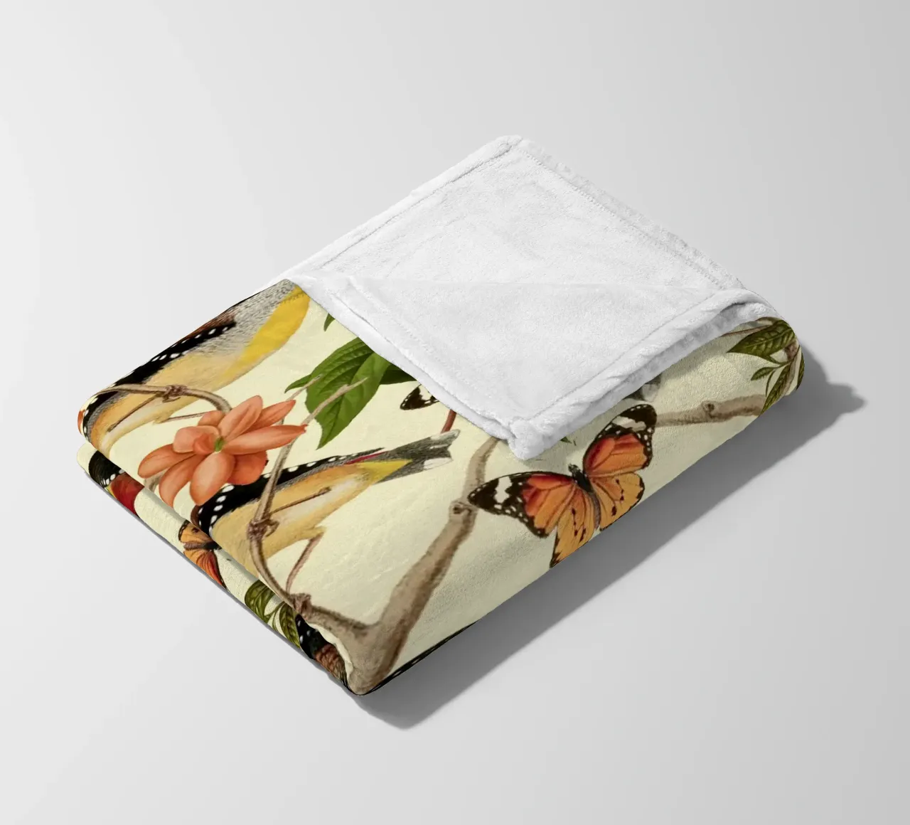 Uccelli e farfalle botanici coperta in pile da berwies design