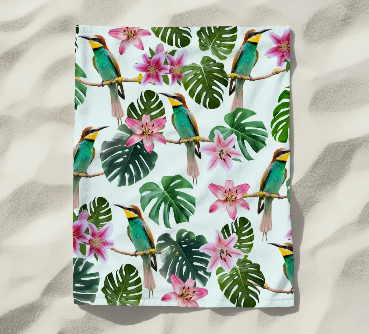 Uccelli e fiori telo mare da berwies design