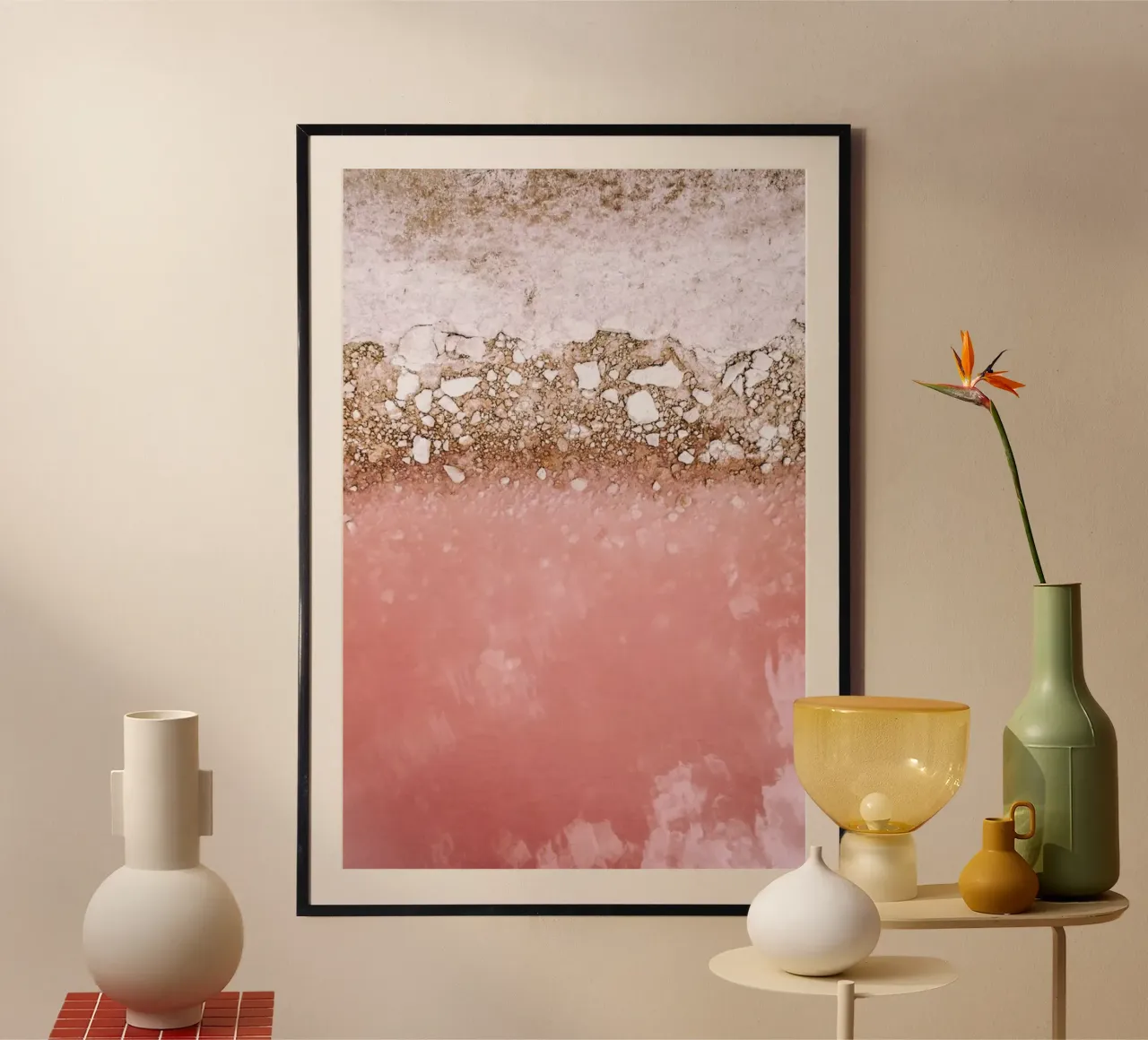 Red Lagoon poster con telaio in legno da Airpixels