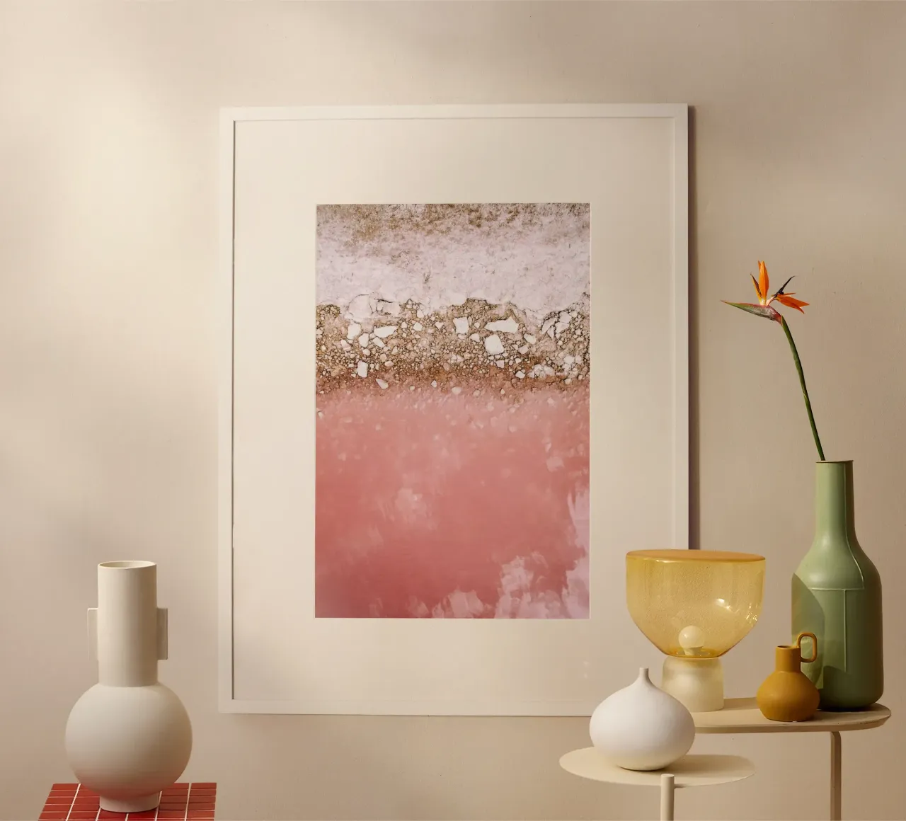 Red Lagoon poster con telaio in legno da Airpixels