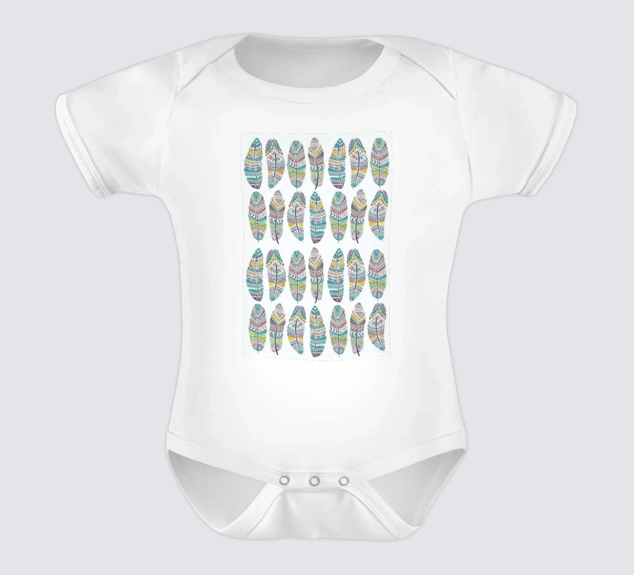 Feathers Pattern with Gold body neonato maniche corte da Pom Graphic Design