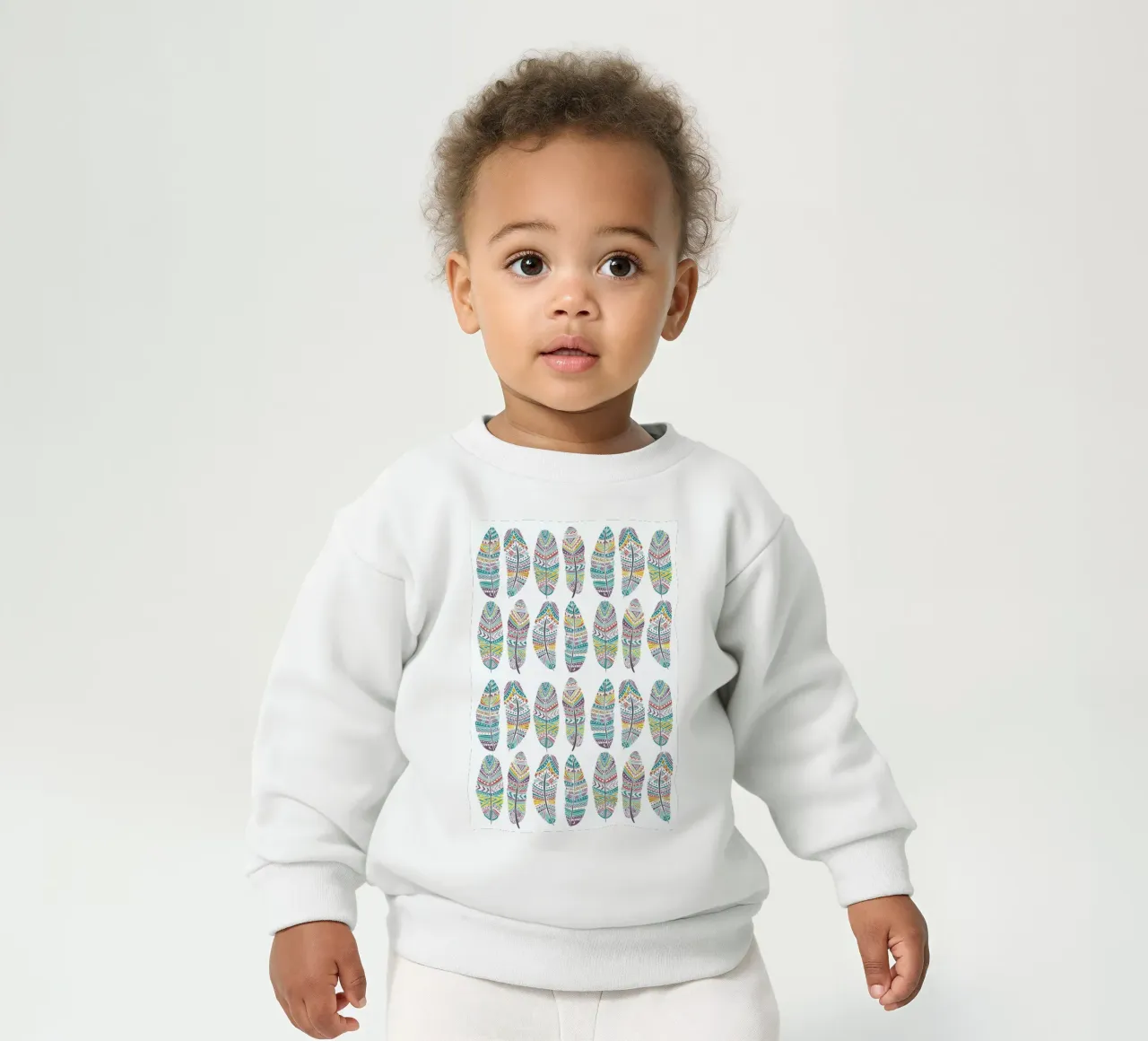 Feathers Pattern with Gold felpa neonato da Pom Graphic Design
