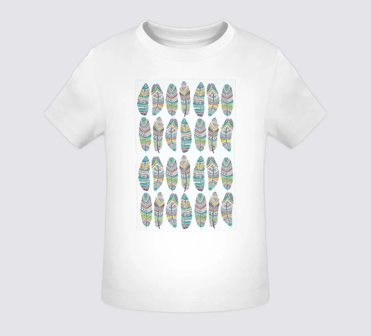 Feathers Pattern with Gold baby t-shirt by Pom Graphic Design