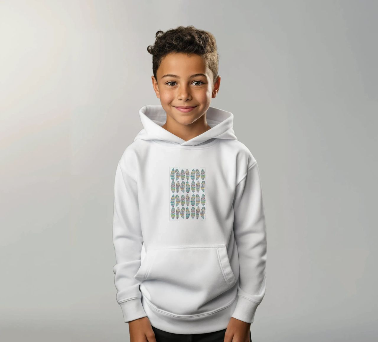 Feathers Pattern with Gold felpa bambino con cappuccio da Pom Graphic Design
