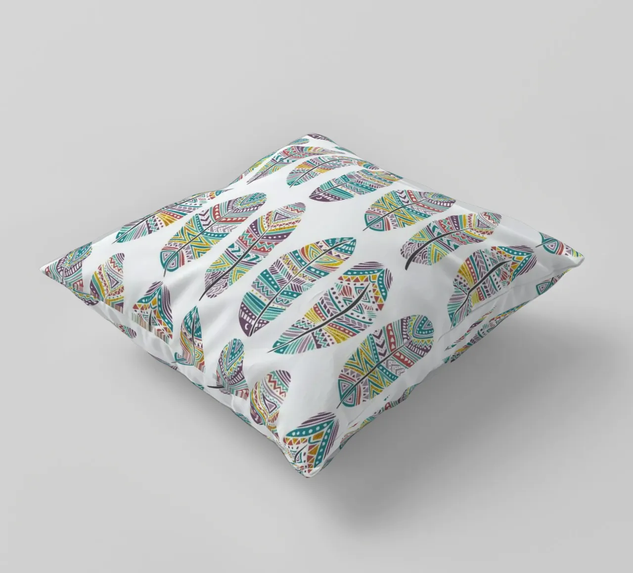 Feathers Pattern with Gold cuscino da Pom Graphic Design