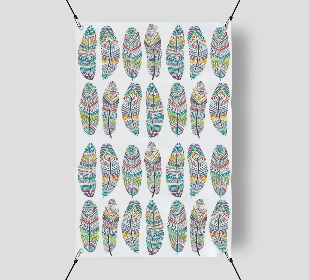 Feathers Pattern with Gold telo in pvc da Pom Graphic Design