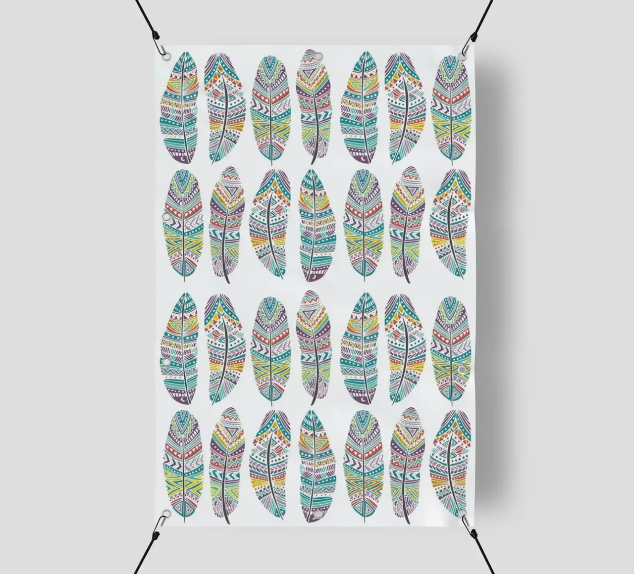 Feathers Pattern with Gold telo in pvc da Pom Graphic Design