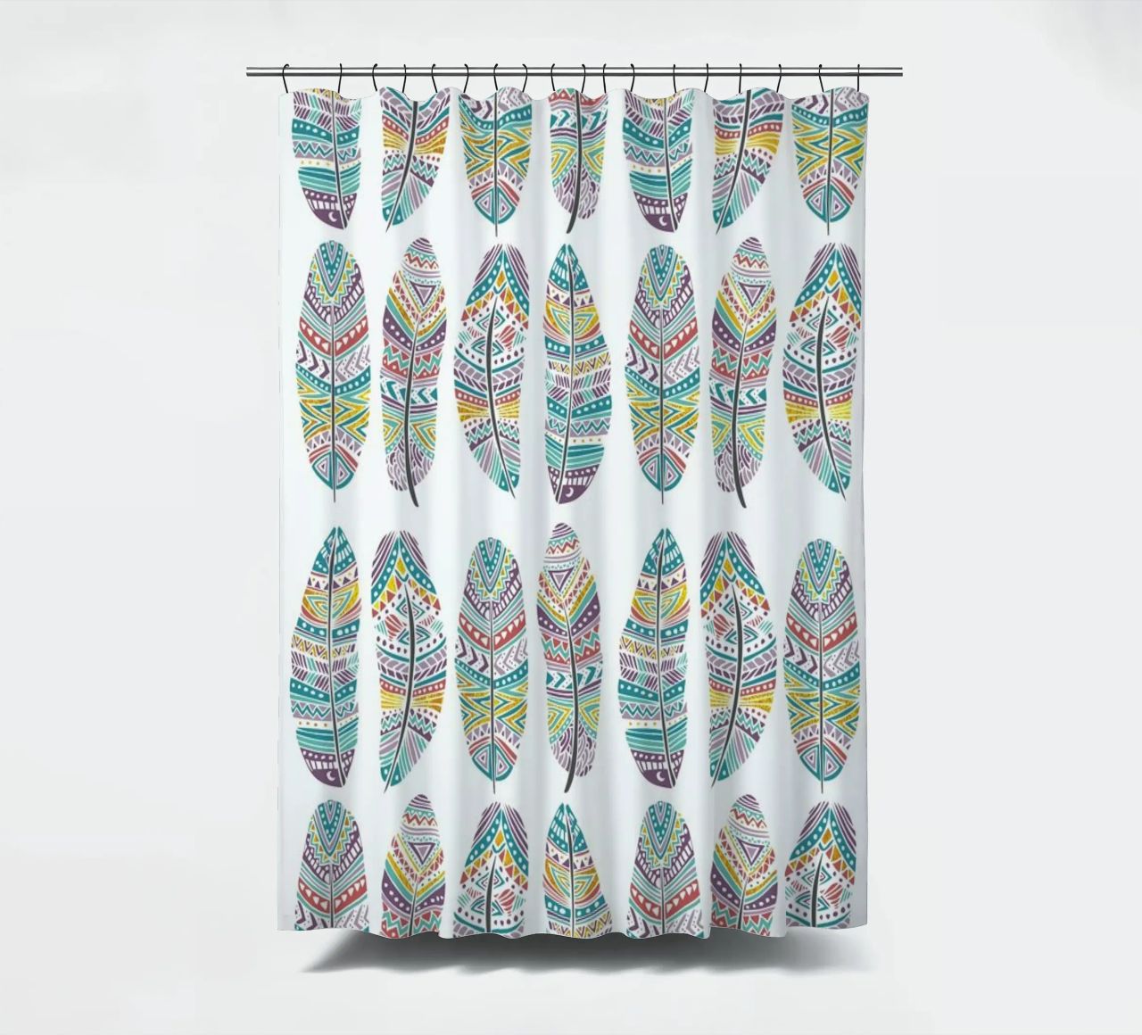 Feathers Pattern with Gold tenda da doccia da Pom Graphic Design