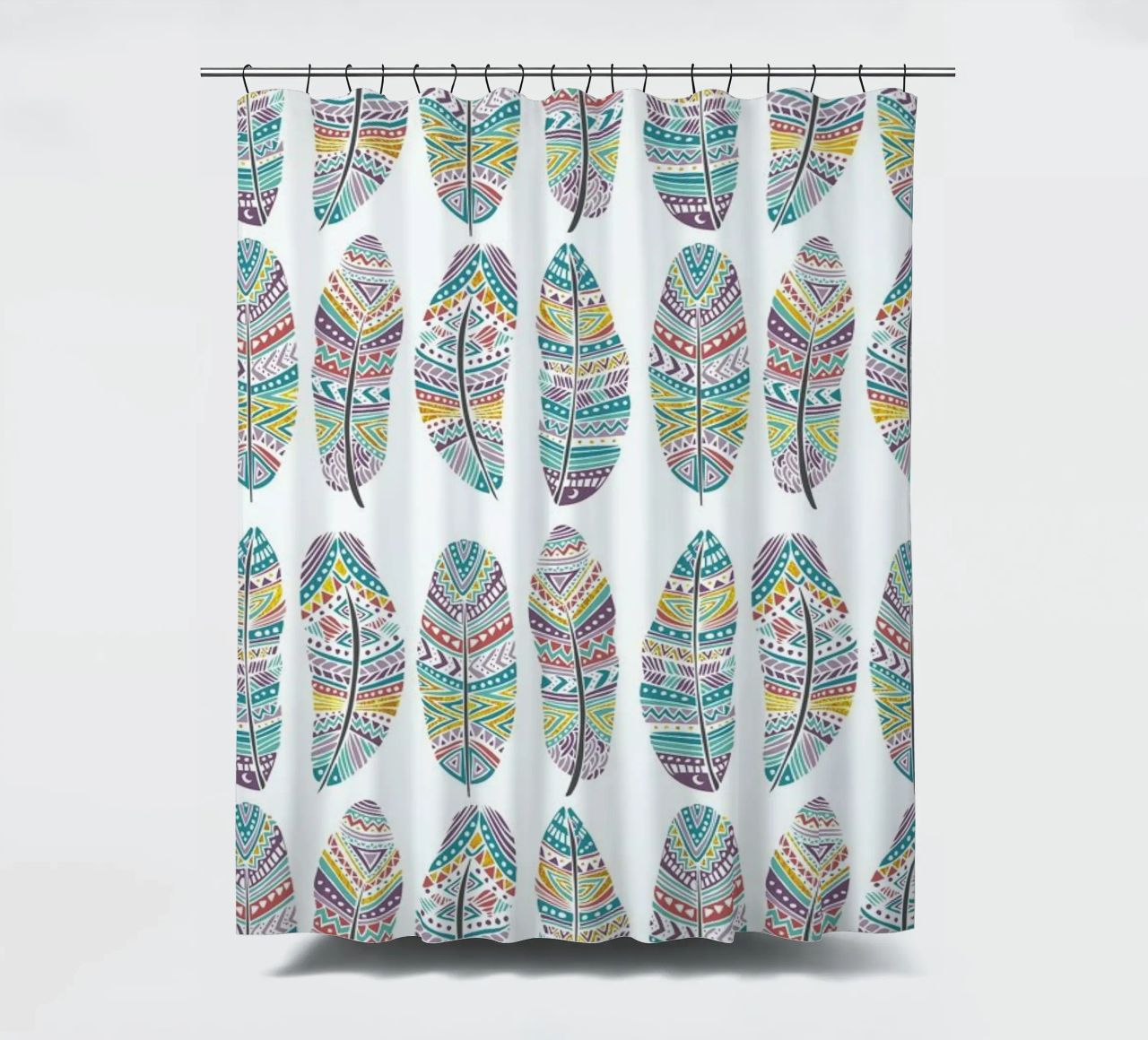 Feathers Pattern with Gold tenda da doccia da Pom Graphic Design