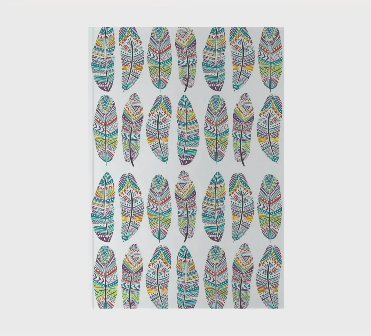 Feathers Pattern with Gold notebook by Pom Graphic Design