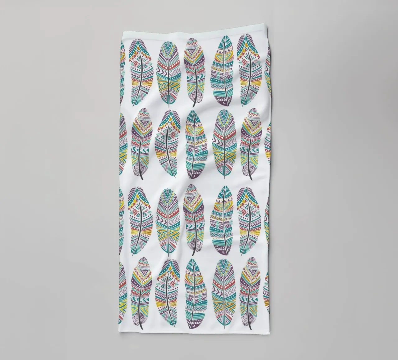 Feathers Pattern with Gold towel by Pom Graphic Design