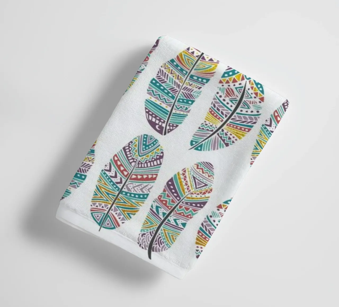 Feathers Pattern with Gold towel by Pom Graphic Design