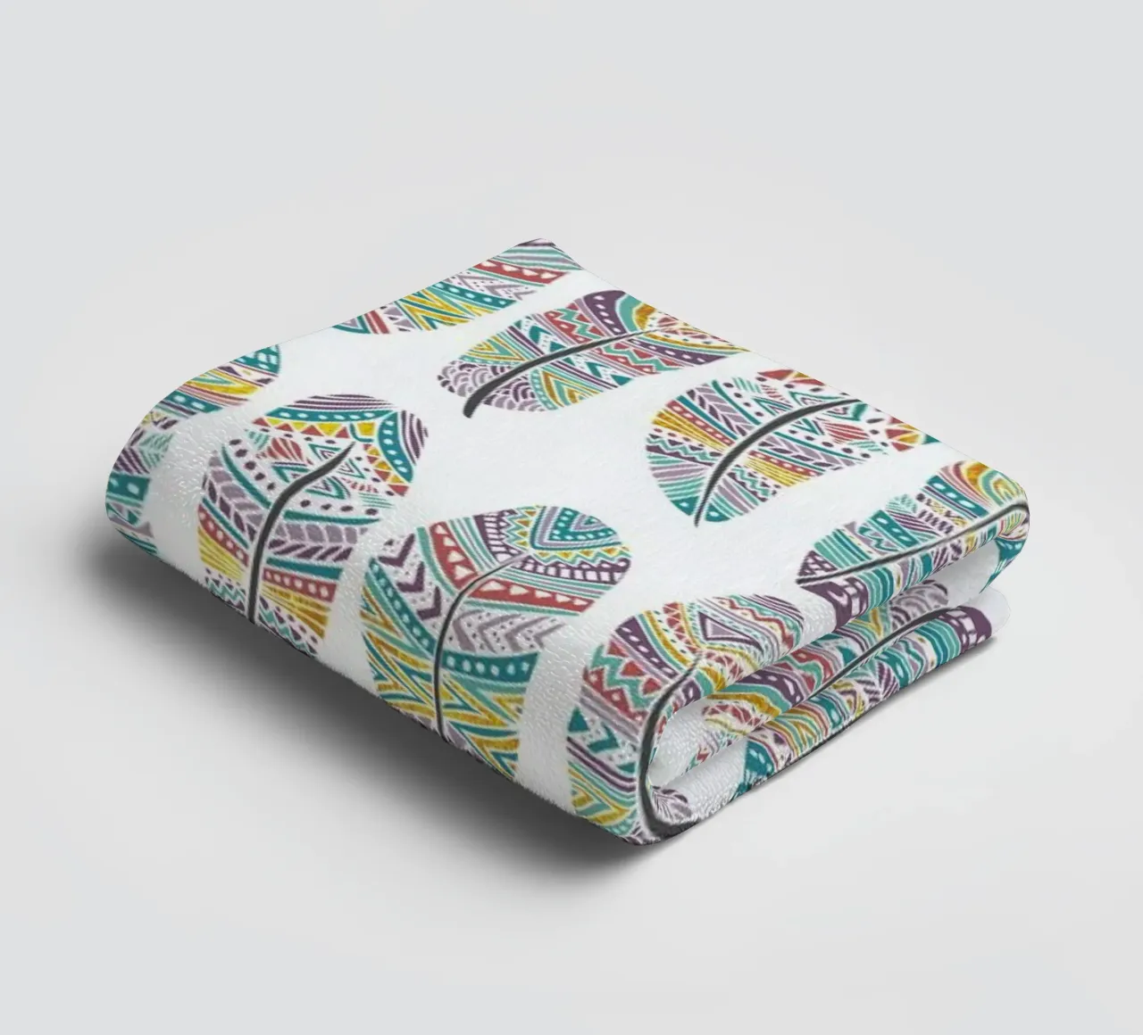 Feathers Pattern with Gold towel by Pom Graphic Design