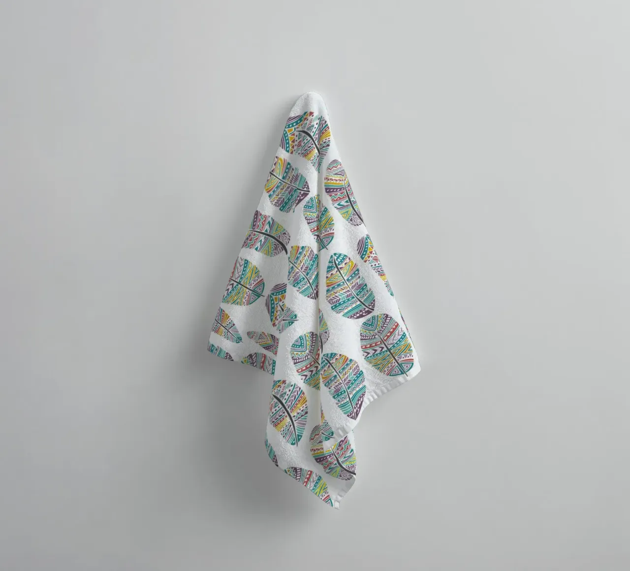 Feathers Pattern with Gold towel by Pom Graphic Design