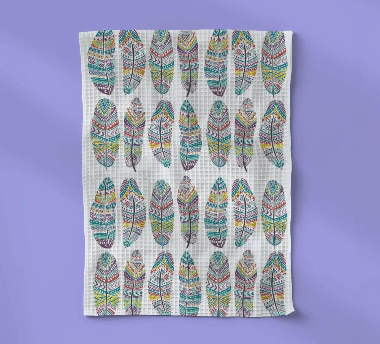 Feathers Pattern with Gold canovaccio da cucina da Pom Graphic Design