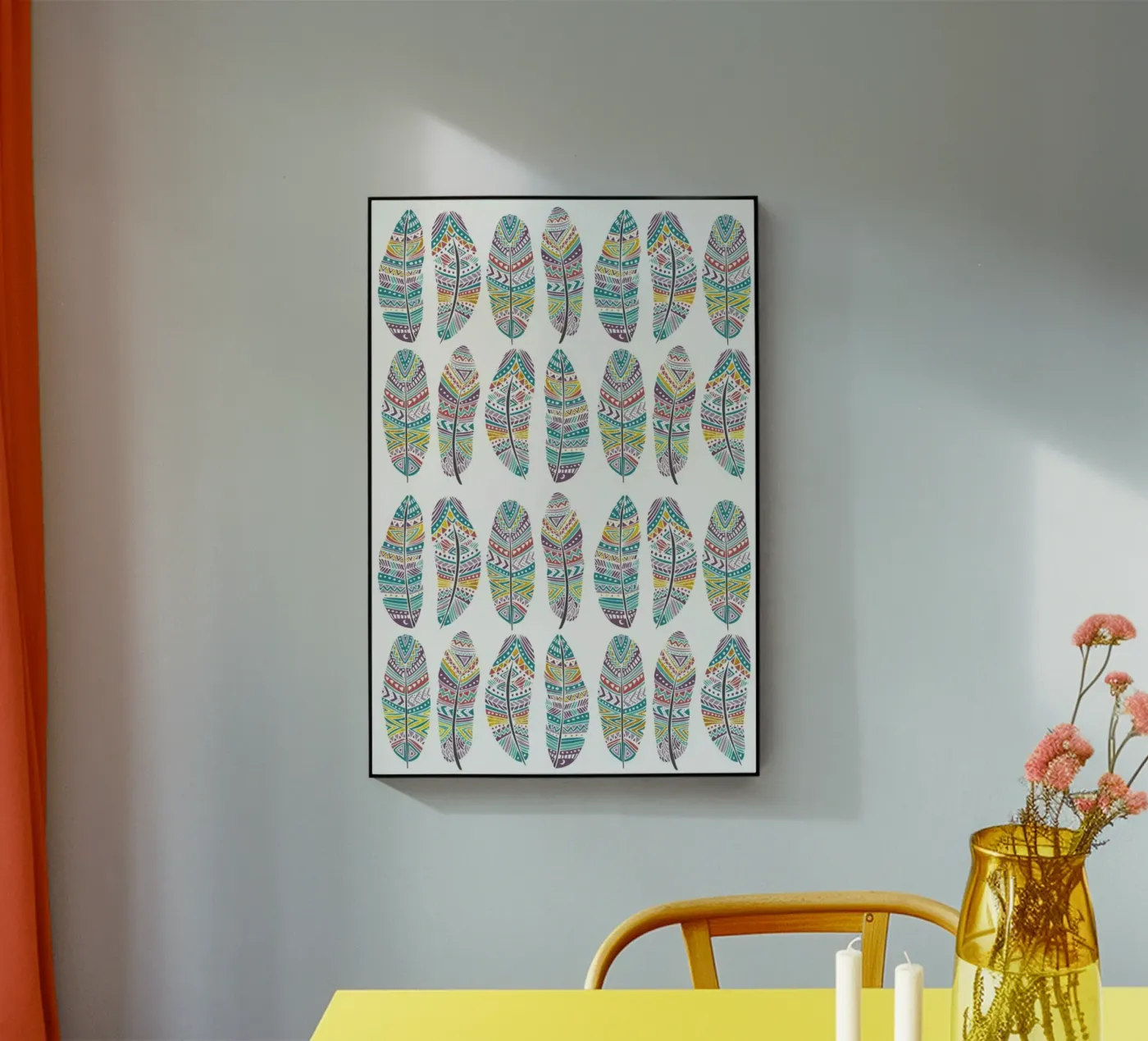 Feathers Pattern with Gold acryl van Pom Graphic Design