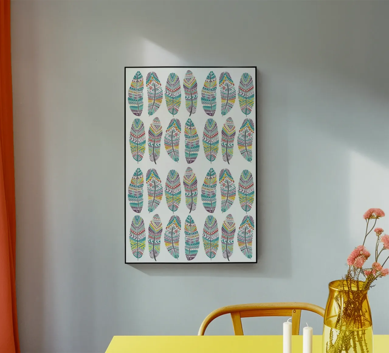 Feathers Pattern with Gold plexiglass da Pom Graphic Design