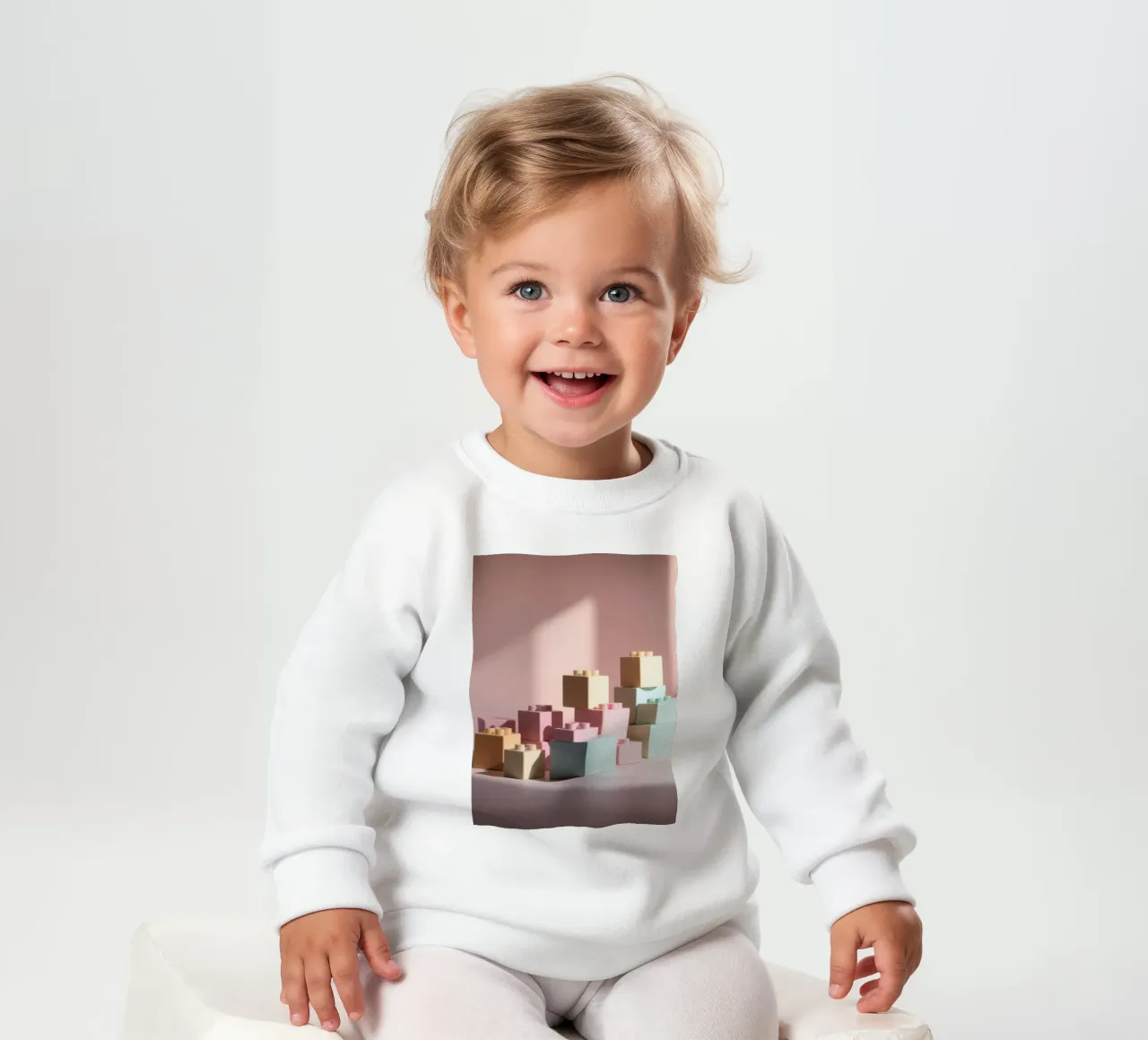 Colorful building blocks arranged in a playful geometric baby sweatshirt by DesignDoodle