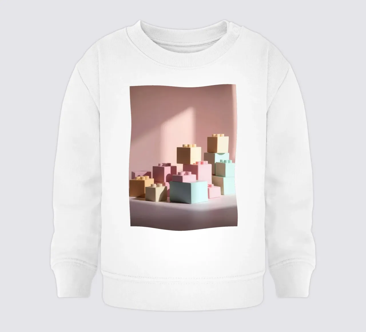 Colorful building blocks arranged in a playful geometric baby sweatshirt by DesignDoodle