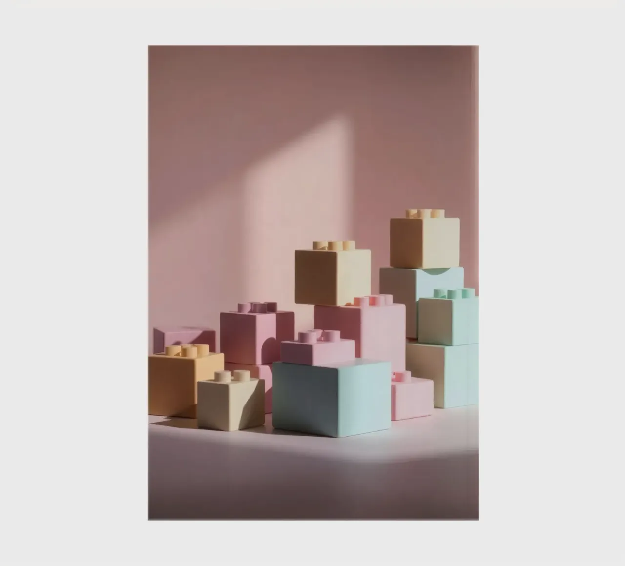 Colorful building blocks arranged in a playful geometric notebook by DesignDoodle