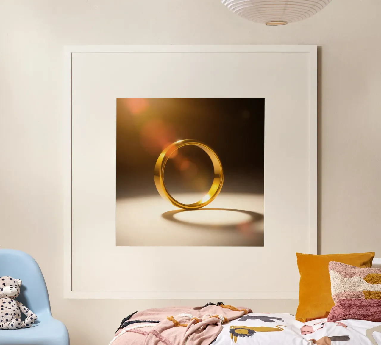 Elegant gold ring glimmers under soft light hahnemühle by DesignDoodle