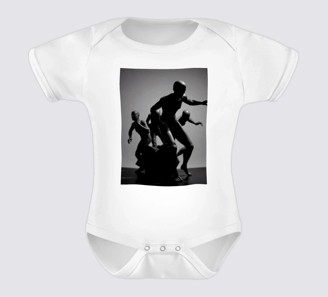 Figures in motion capturing the essence of struggle short-sleeve baby romper by DesignDoodle