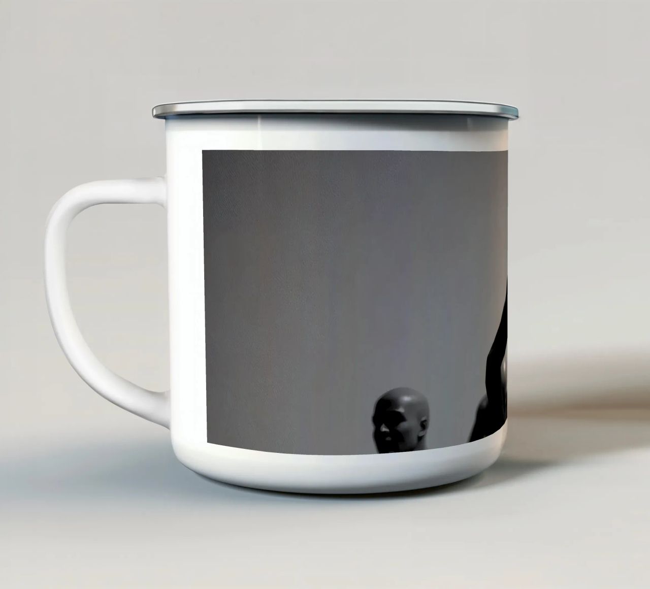 Figures in motion capturing the essence of struggle enamel mug by DesignDoodle