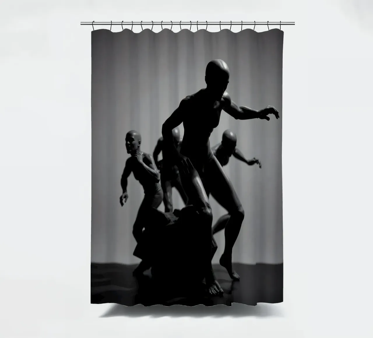 Figures in motion capturing the essence of struggle shower curtain by DesignDoodle