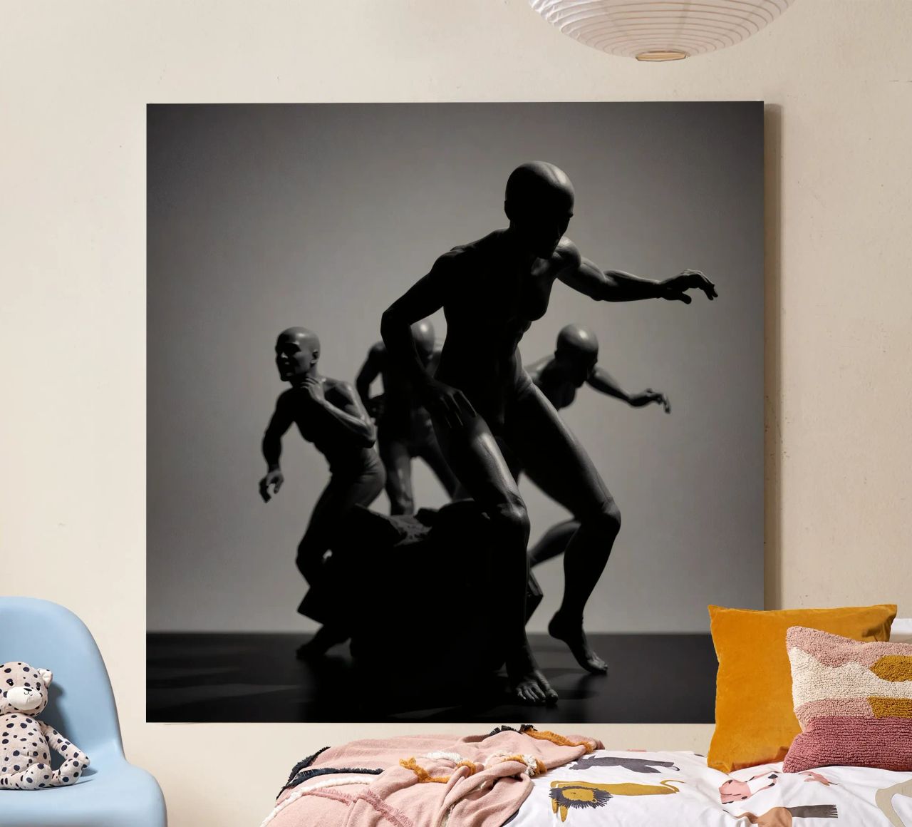 Figures in motion capturing the essence of struggle canvas by DesignDoodle