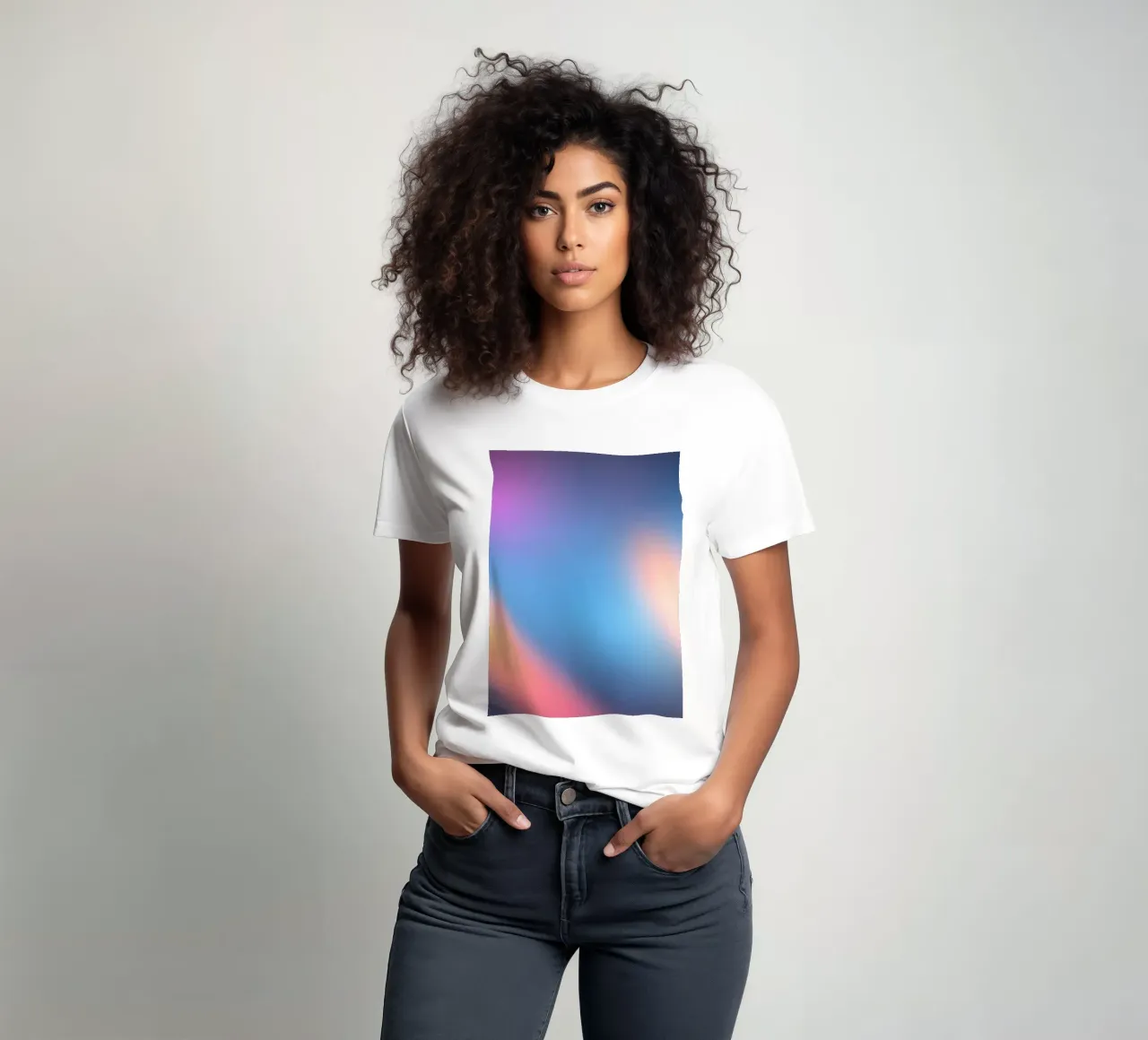 Colorful light gradients create an abstract backdrop t-shirt by DesignDoodle