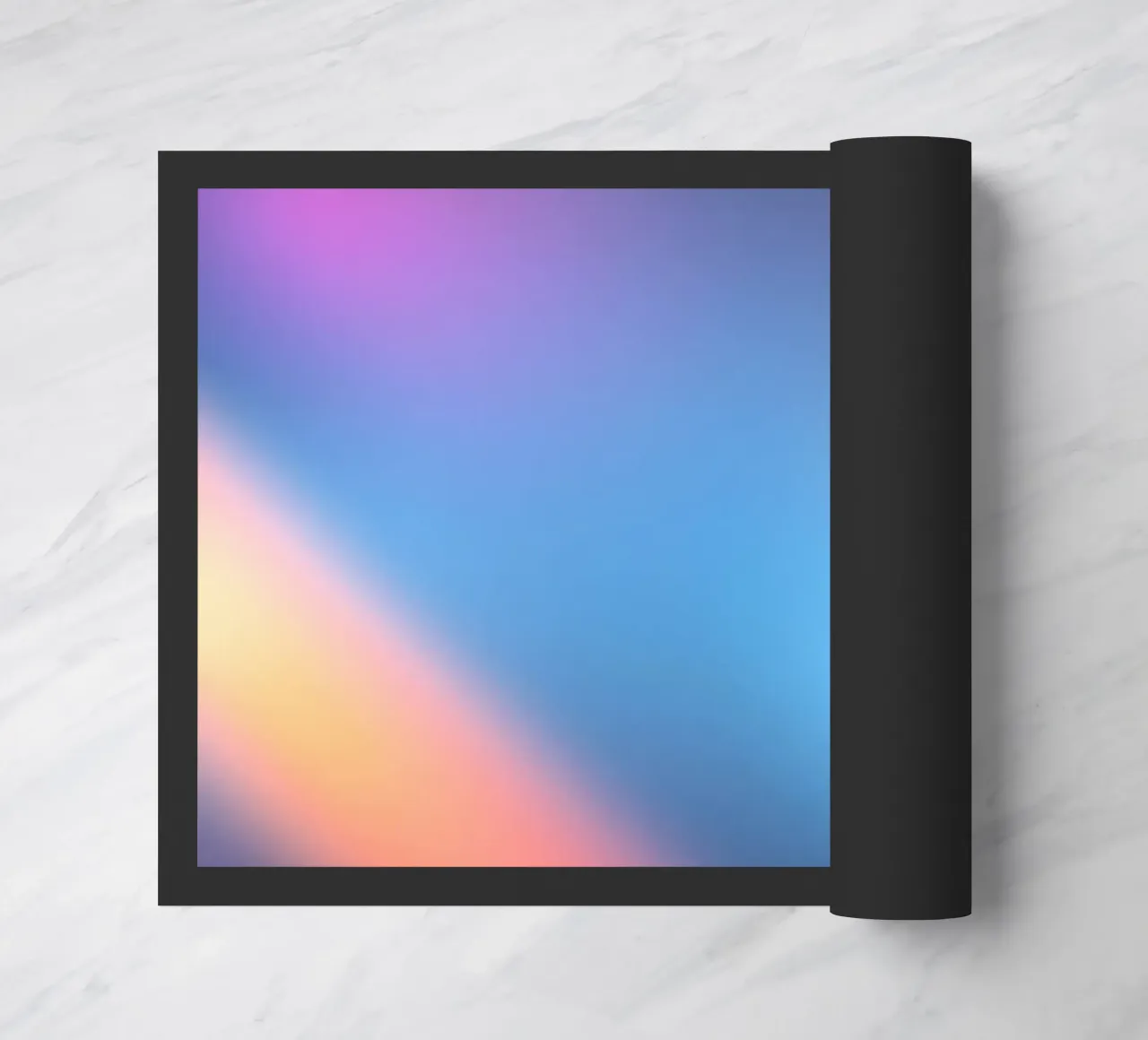 Colorful light gradients create an abstract backdrop doormat by DesignDoodle