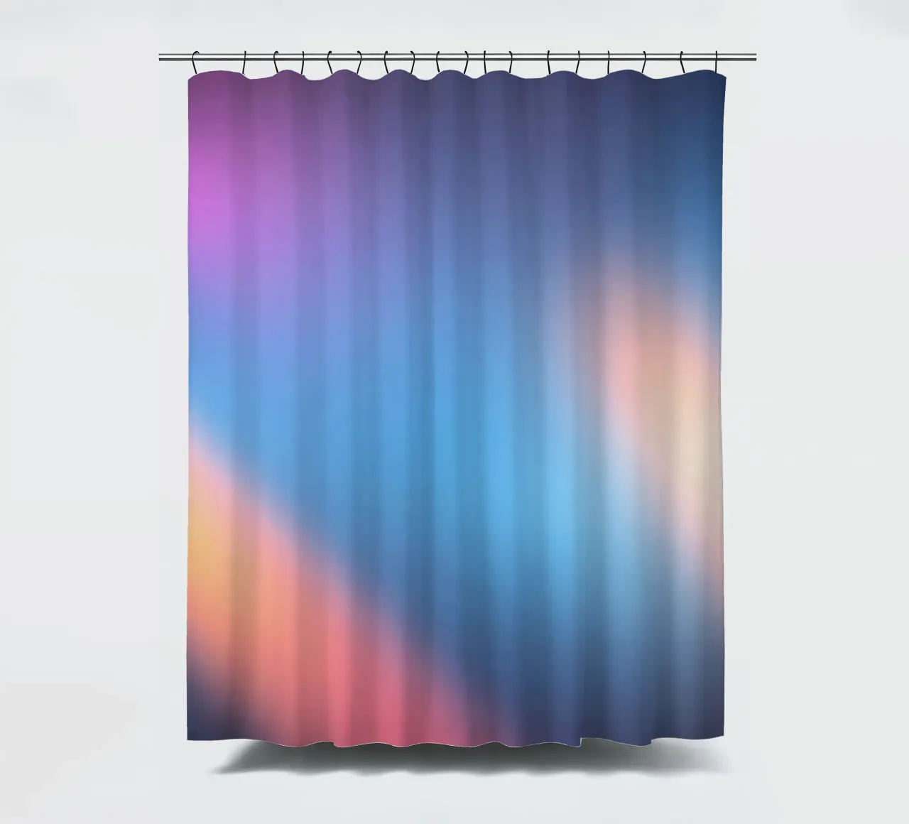 Colorful light gradients create an abstract backdrop shower curtain by DesignDoodle