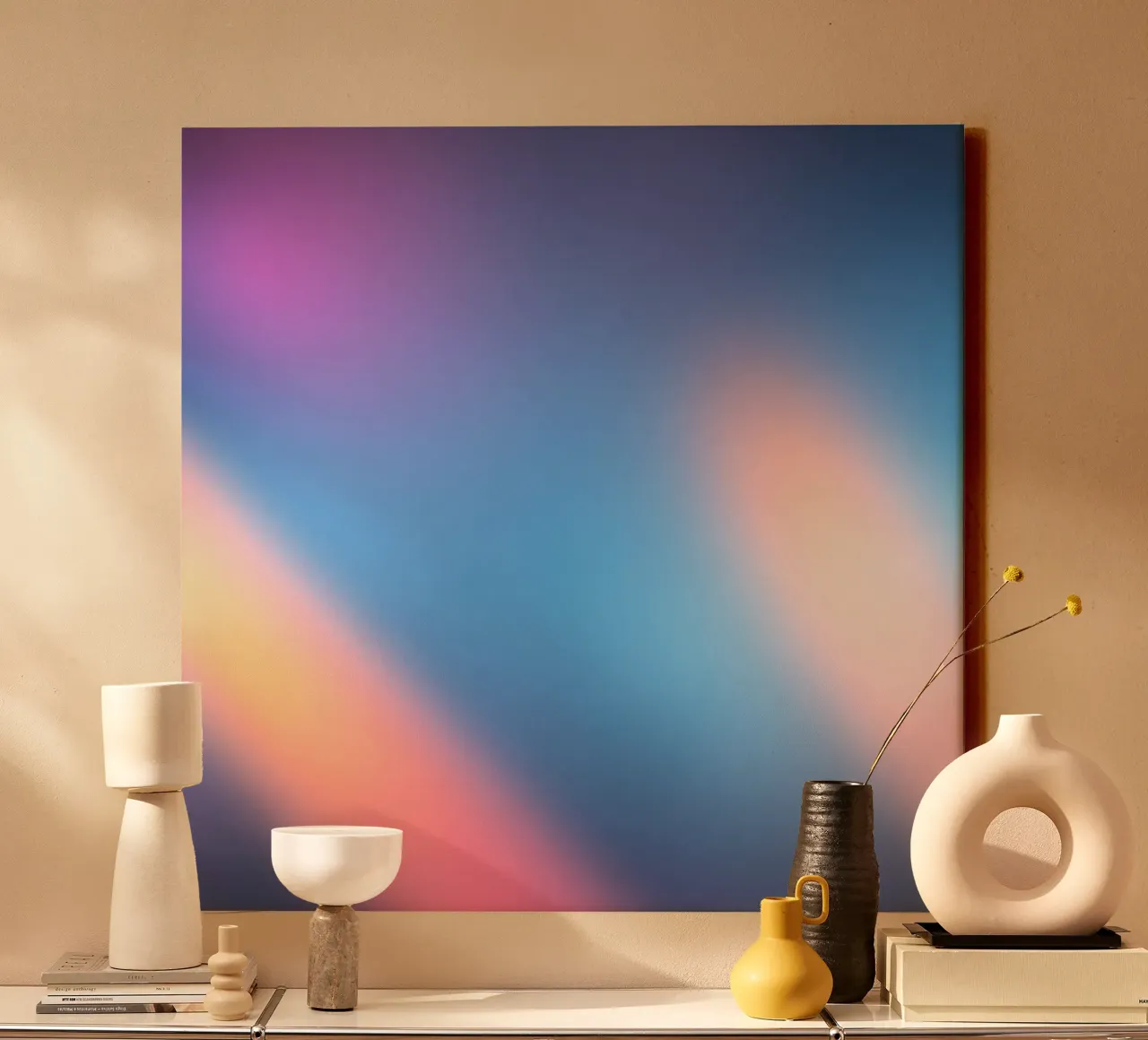 Colorful light gradients create an abstract backdrop canvas by DesignDoodle