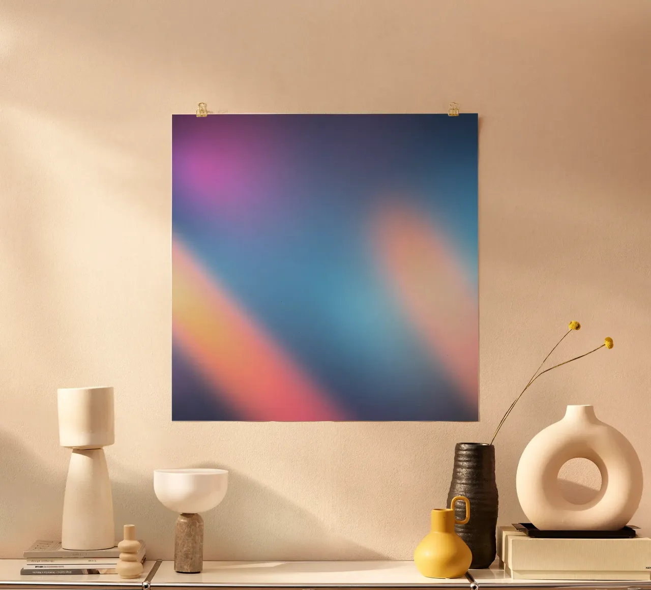 Colorful light gradients create an abstract backdrop hahnemühle by DesignDoodle
