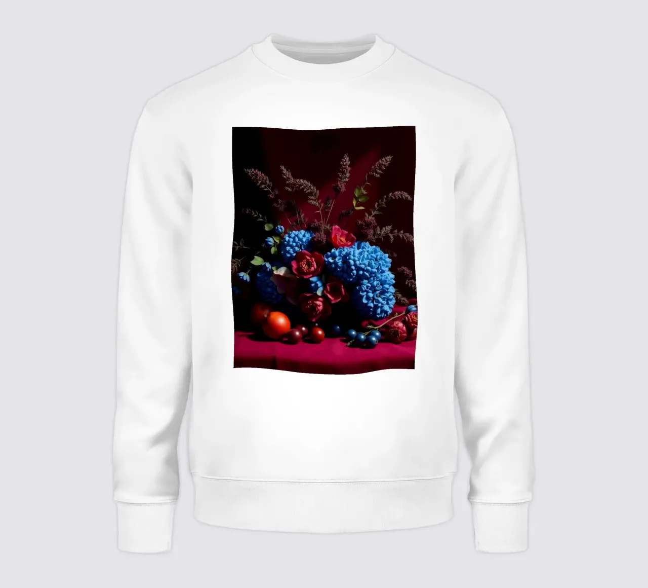 Vibrante composizione floreale con frutta colorata in felpa da DesignDoodle