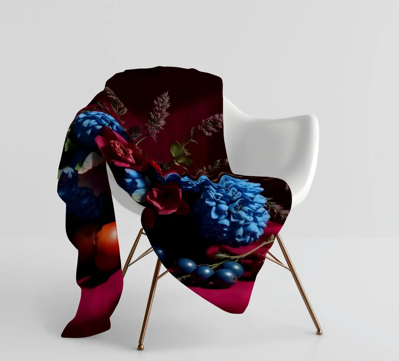 Vibrante composizione floreale con frutta colorata in coperta in pile da DesignDoodle