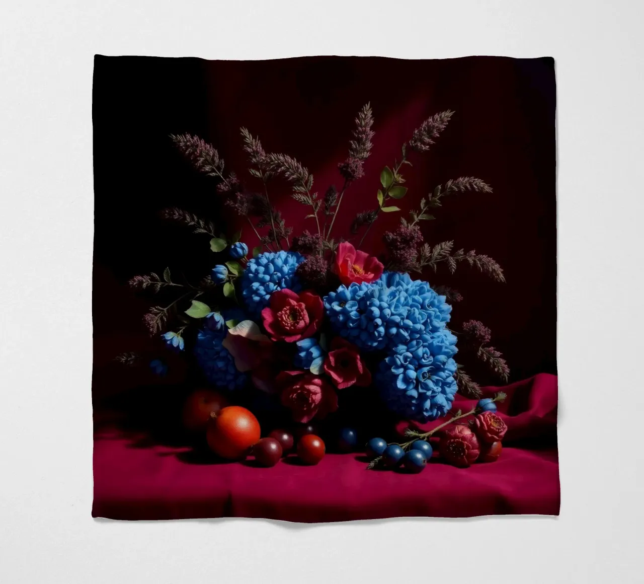 Vibrante composizione floreale con frutta colorata in coperta in pile da DesignDoodle