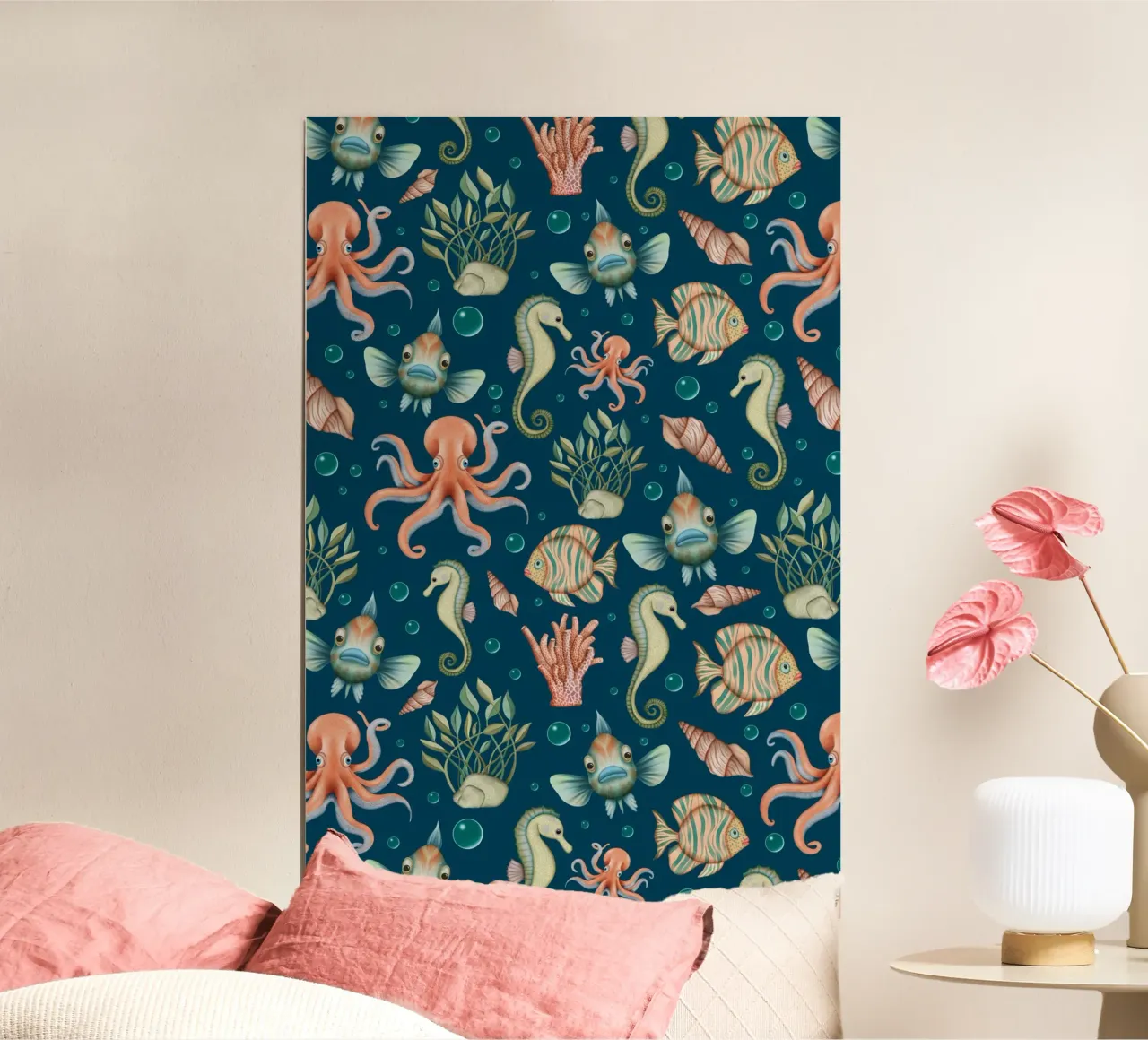 Vita marina subacquea su sfondo blu navy poster da CoelfenArt