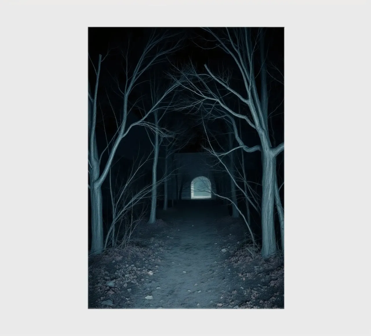 Eerie pathway illuminated by moonlight notebook by DesignDoodle