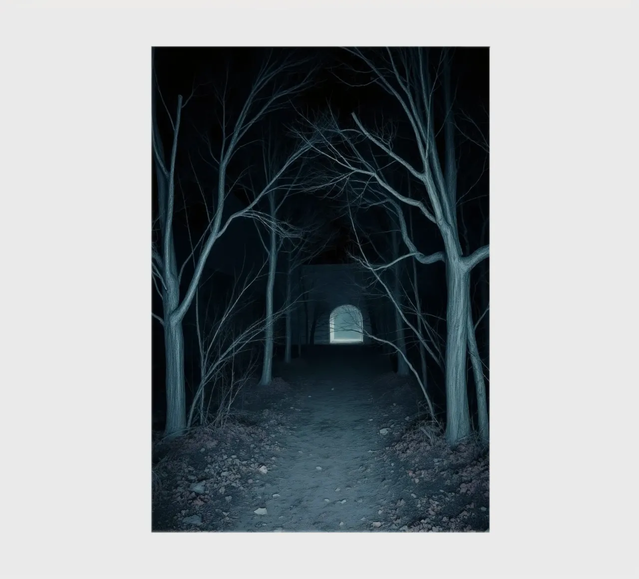 Eerie pathway illuminated by moonlight notebook by DesignDoodle