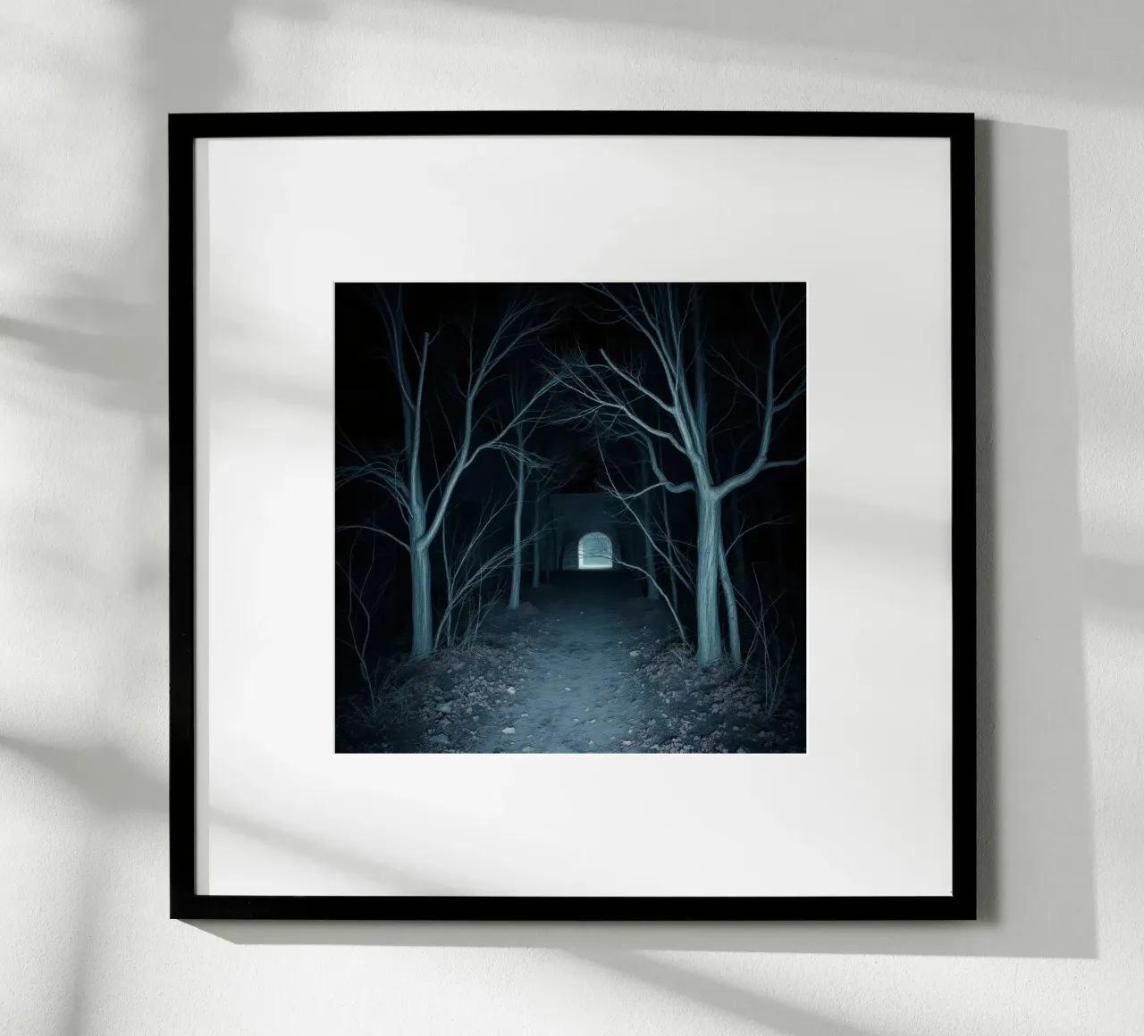 Eerie pathway illuminated by moonlight hahnemühle by DesignDoodle