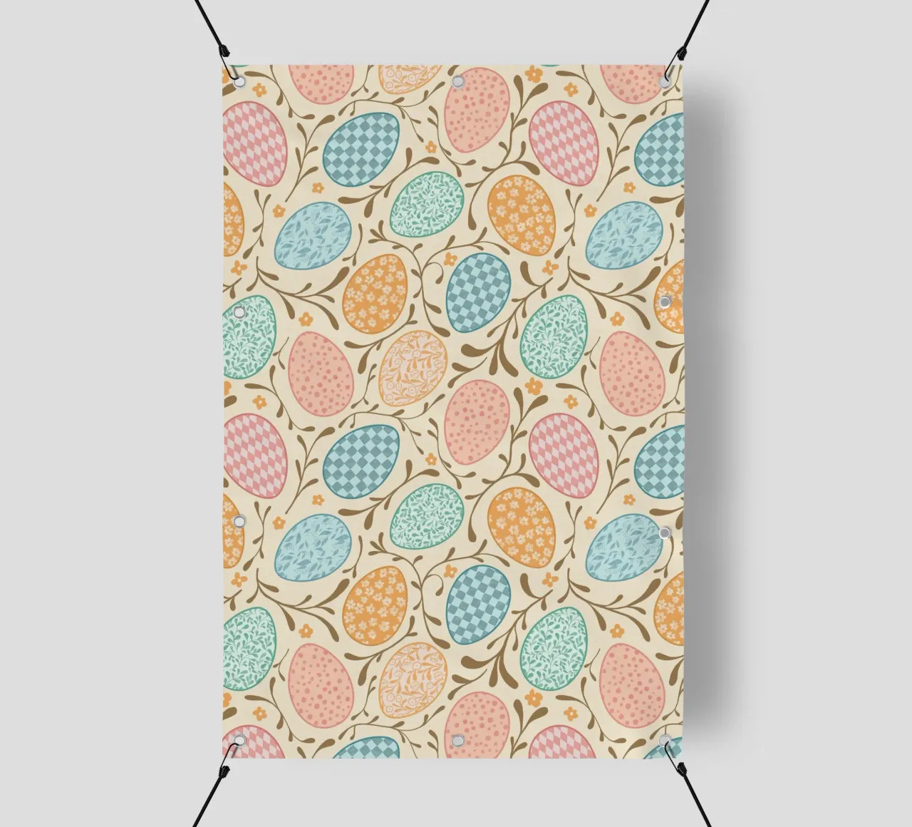 Whimsical Easter Eggs with Floral and Checkered Patterns pvc cover by CoelfenArt