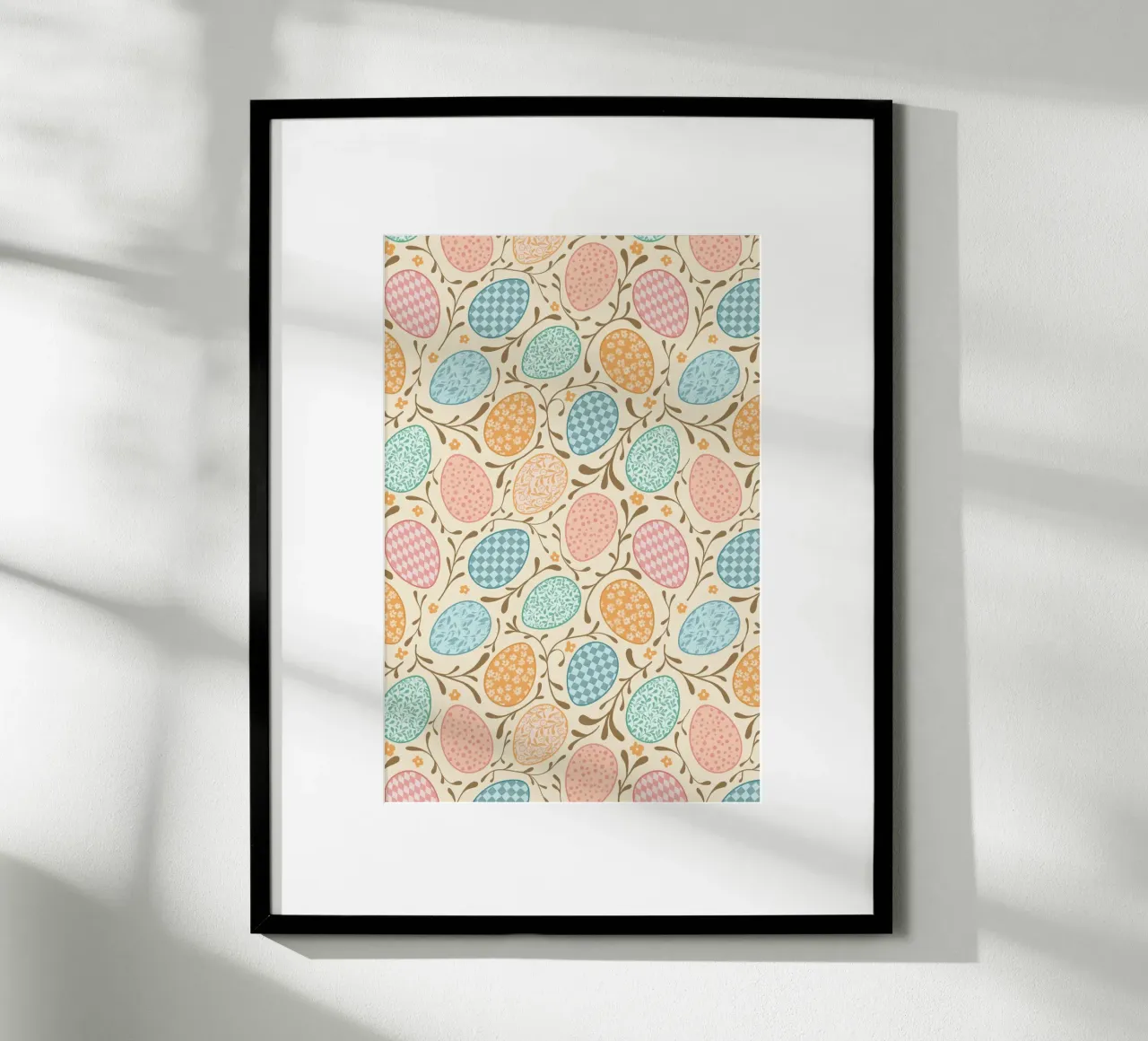 Whimsical Easter Eggs with Floral and Checkered Patterns hahnemühle by CoelfenArt