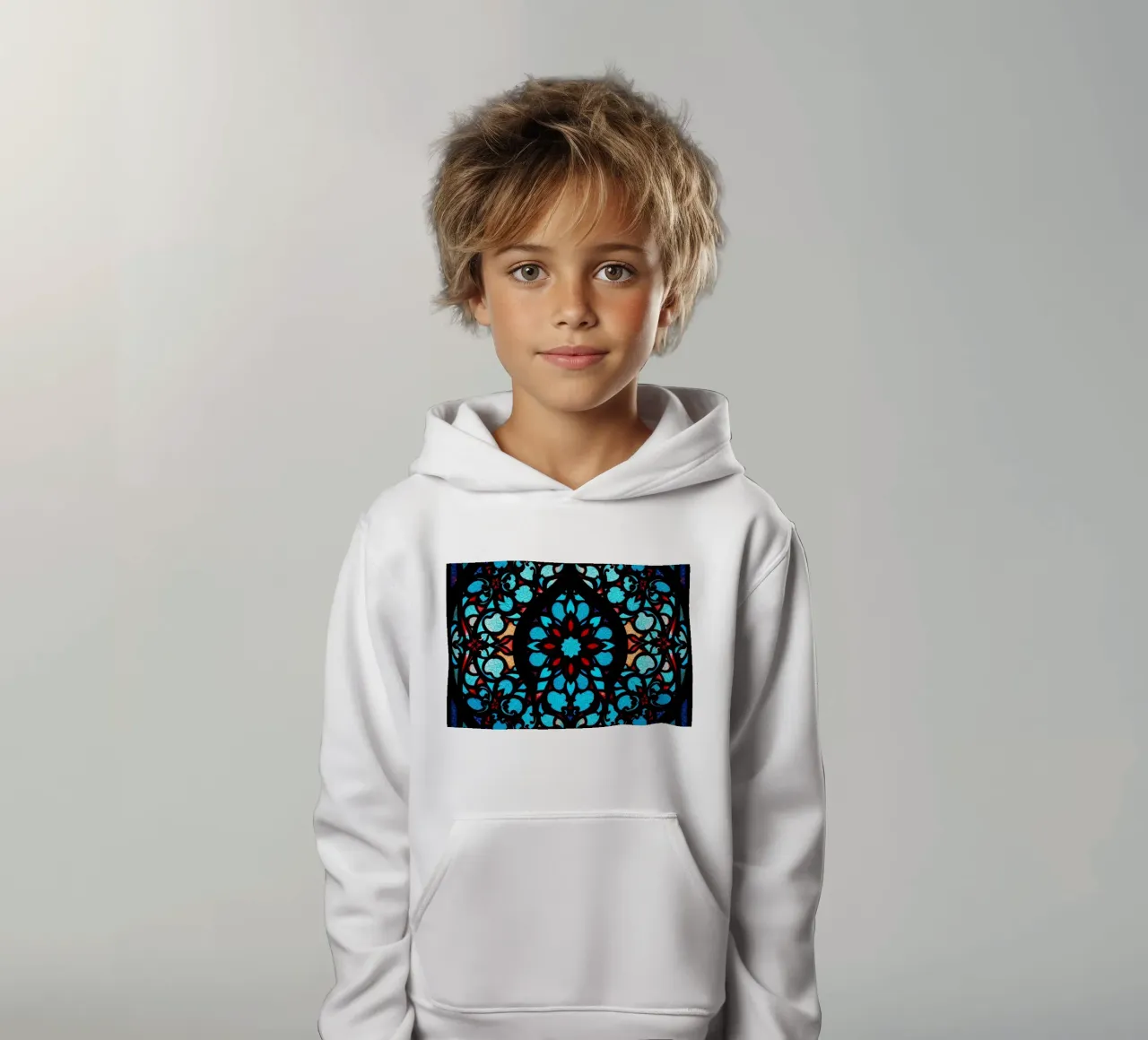 Kleurrijk glas-in-lood kunstwerk met ingewikkelde bloemen kinder hoodie van DesignDoodle