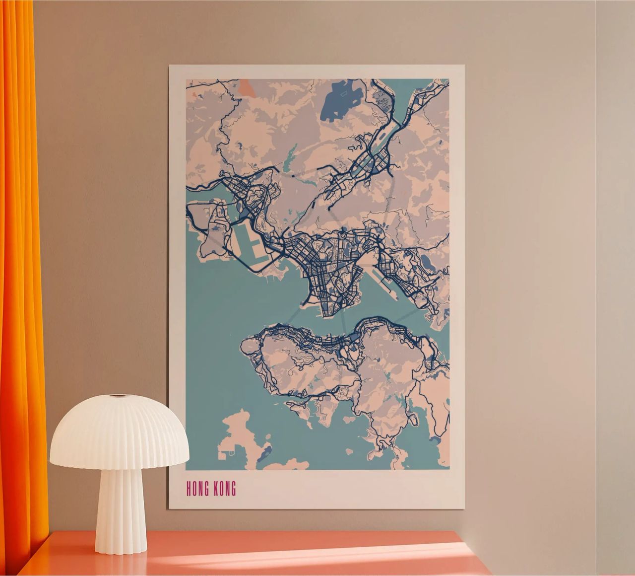 Hong Kong - Skyline Harbour poster by MOOODZART