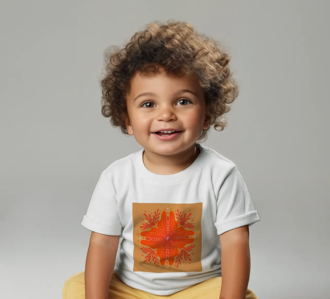 Audace fiore astratto - arancio e ocra maglietta neonato da Wackapacka