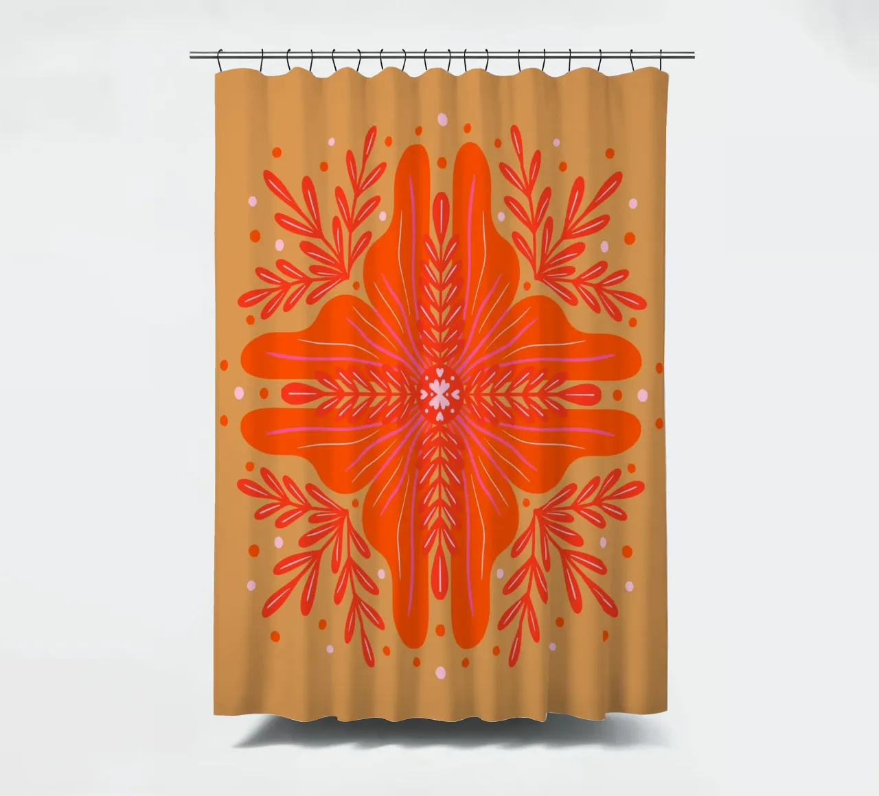 Audace fiore astratto - arancio e ocra tenda da doccia da Wackapacka