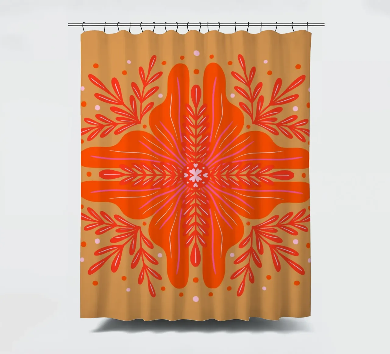 Audace fiore astratto - arancio e ocra tenda da doccia da Wackapacka