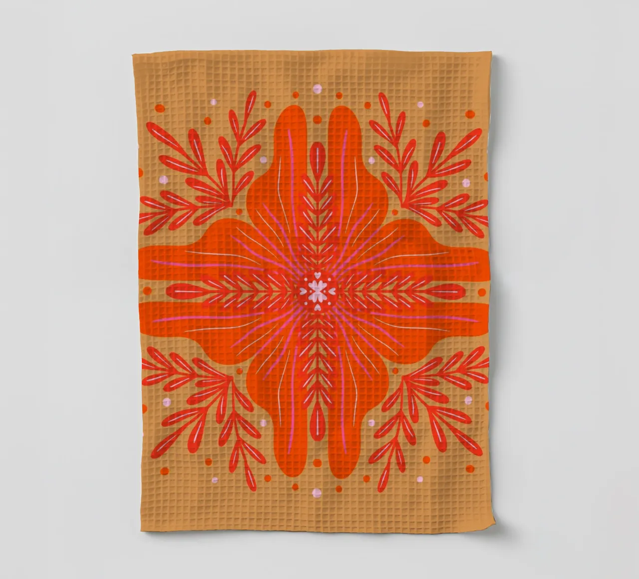 Audace fiore astratto - arancio e ocra canovaccio da cucina da Wackapacka